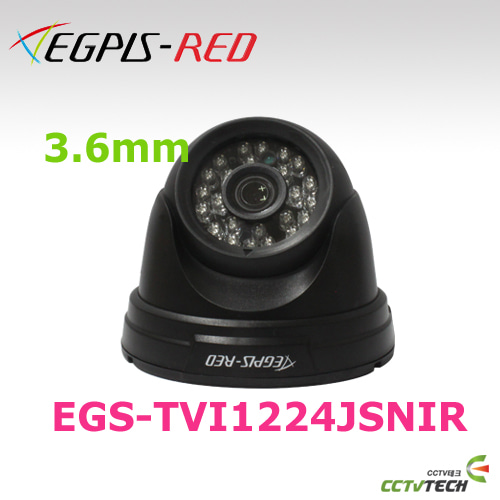 [이지피스 공식대리점] EGPIS-RED EGS-TVI1224JSNIR(블랙/3.6mm) - FULL-HD 1080P TVI 1/2.8&quot; CMOS Sensor TVI / AHD / CVI / SD 출력이 가능한 4 in 1 돔 적외선 카메라