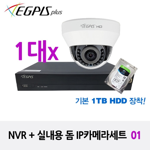 이지피스 NVR + 실내용 돔 IP카메라 세트 01