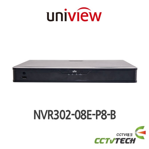 유니뷰 NVR302-08E-P8-B : 8채널 PoE NVR, IP네트워크NVR, 2-SATA, 80Mbps / 160Mbps, 피플카운팅 등 스마트기능지원