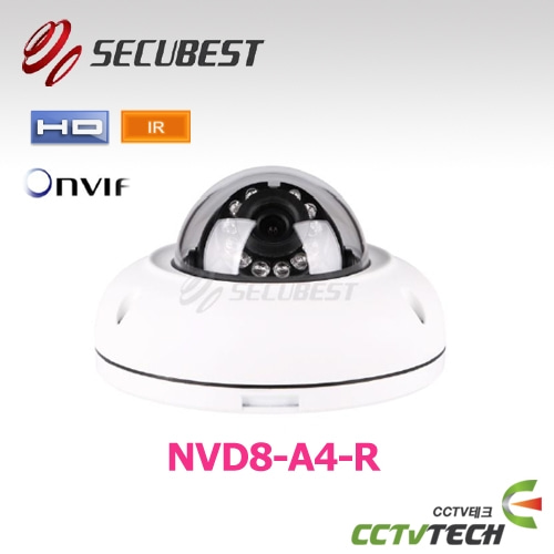 NVD8-A4-R : 4MP IP Fixed Flat Dome Camera, 4mm